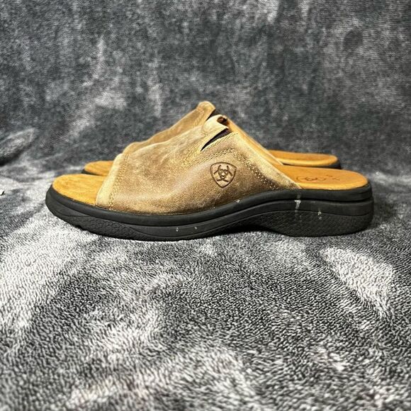 Ariat Womens Size 6B Brown Leather Slide On Casual Comfort Sandals - Picture 1 of 8